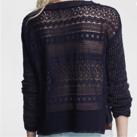 {VGUC} FREE PEOPLE Sweet Jane Crochet Back Sweater - Picture 3 of 11